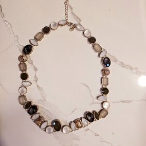 Multistone gold tone necklace